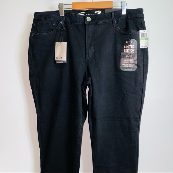 NEW Limited Edition SEVEN7 Black Mid Rise Fringe Slim Straight Jeans Plus Size - Picture 13 of 16